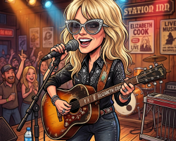 Rhinestone sunglasses on singer